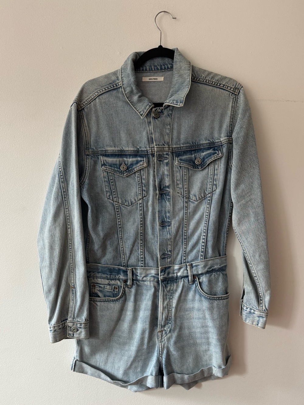 Grlfrnd Light Wash Denim Romper